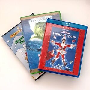 3 Christmas Movies, DVD/Blu-ray, Charlie Brown, Grinch, Lampoon’s Xmas Vacation
